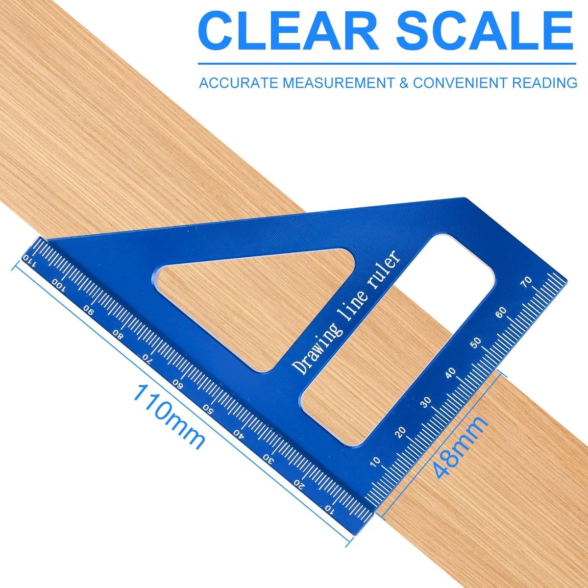 ไม้บรรทัดสามเหลี่ยมเครื่องมือวัดอลูมิเนียมช่างไม้ชุด 5/90 °   เครื่องมืองานไม้ Miter Square Angle ลอง Square Triangular