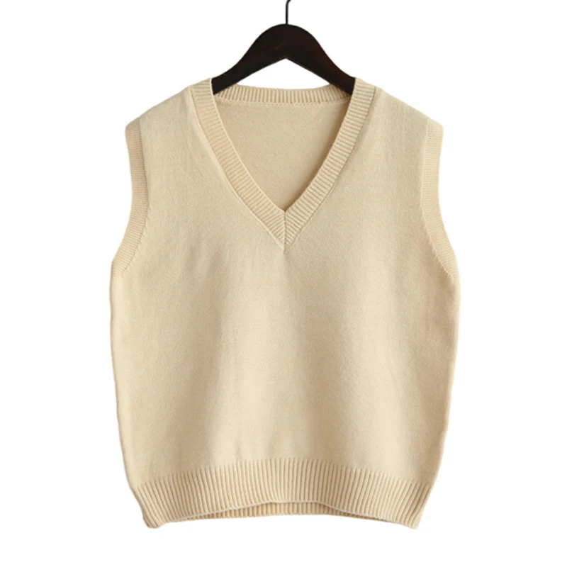 

Sleeveless V-Neck Sweater Vest Women 2025 Korean Fashion Knitwear Spring Autumn Solid Color All-match Pullovers Waistcoats Tops