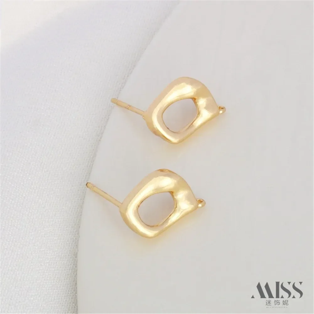 14K Gold Wrapped Irregular Shaped Earrings with Hanging S925 Silver Ear Needles DIY Tassel Ear Accessories