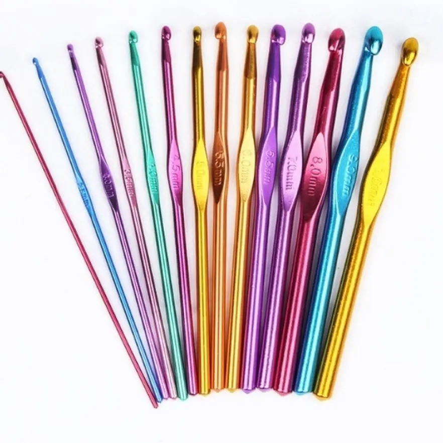 14-teiliges Aluminium-Stricknadel-Set zum Häkeln, gemischte Hakenbindung, Pullover, DIY, Handarbeit, Garn, Nähnadel, Nähwerkzeuge – Detail 1