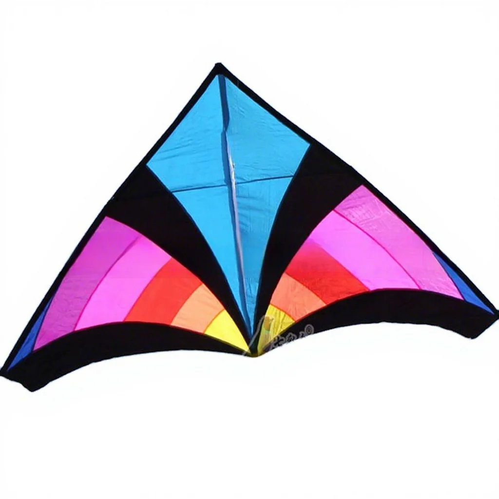 Kite Mocha Rainbow Triangle Kite AL165 Resin & Plaid Fabric Large Size Colorful Stripes Easy to Fly for Adults