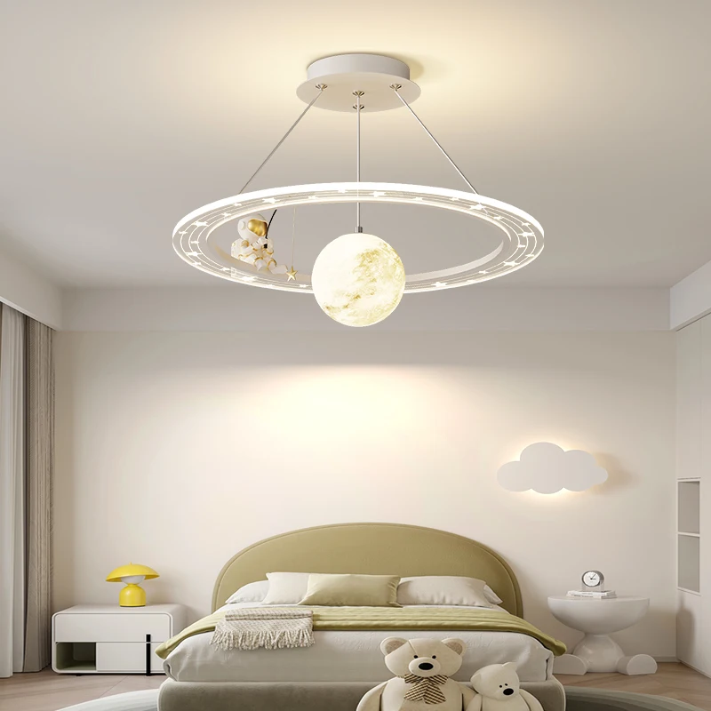 Imagem -05 - Lustre de Led para Astronauta Infantil Luz Criativa do Quarto Iluminação Nórdica Minimalista do Céu Estrelado Lustres Lâmpada do Quarto da Menina