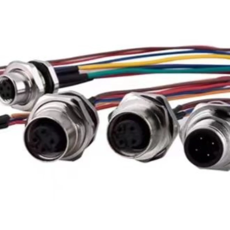 1Pcs M12 Sensor A Type IP67 Waterproof 4 5 8 12 Pin Panel Socket with 20cm Cable Flange Seat Welded Front /Back Fixed Panel Plug