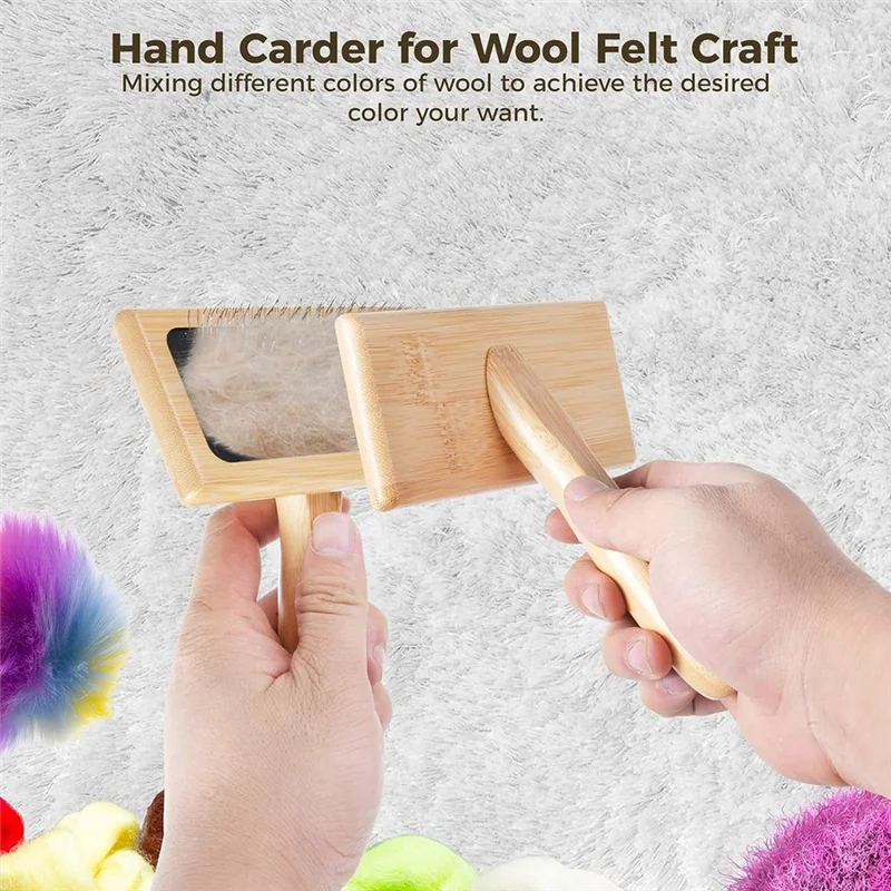 2 PCS Wool Carders, 6.1InchX4.8Inch Large Hand Carders for Wool, Craft Wool Felt Mixing Tool, Pet Slicker Brush