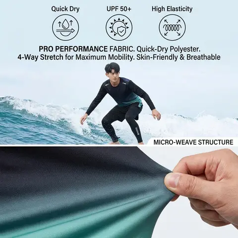Men's Rash Guard Set Full Body UPF 50+ Long Sleeve Pants Diving Suit for Surfing Snorkeling Quick Dry Swimwear