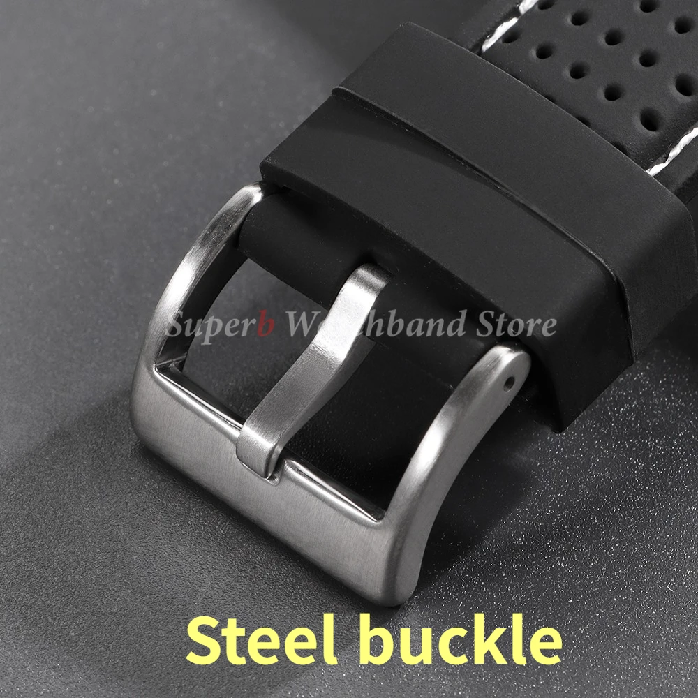 Correa de reloj de silicona suave, correa de goma impermeable de 20mm, 22mm y 24mm para Seiko, repuesto de correa de reloj transpirable para reloj Universal