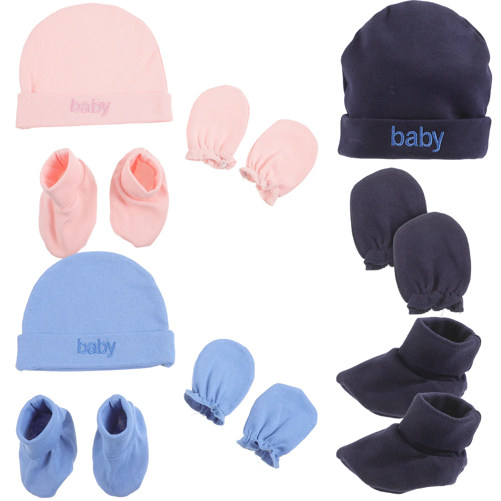 3 مجموعات من القفازات والجوارب مجموعة قبعة صغيرة متماسكة ناعمة جوارب وإكسسوارات الملابس