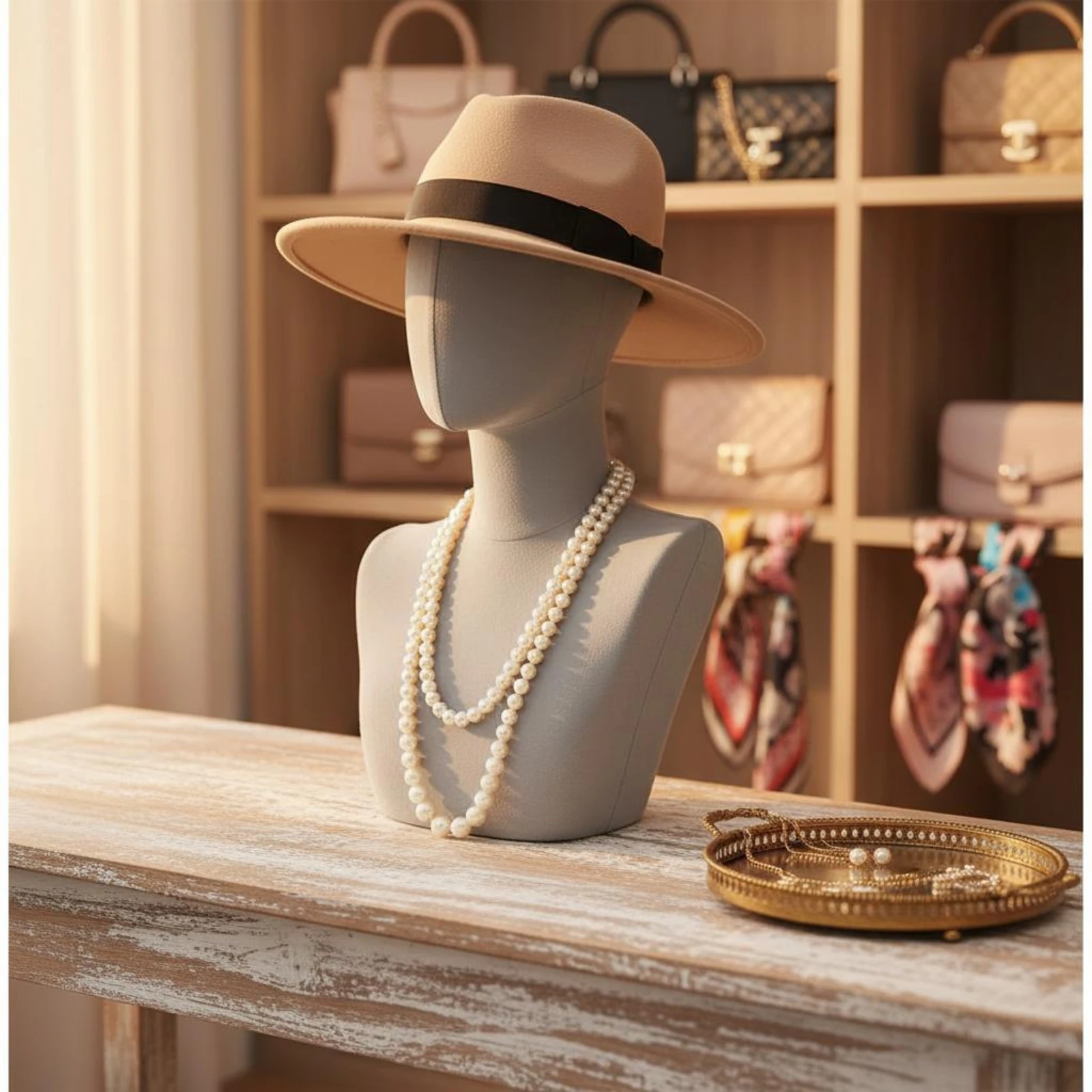 Velvet Head Mannequin Stable Base Velvet Mannequin Head Scarf Display Bust for Shop Owners, Product Photography