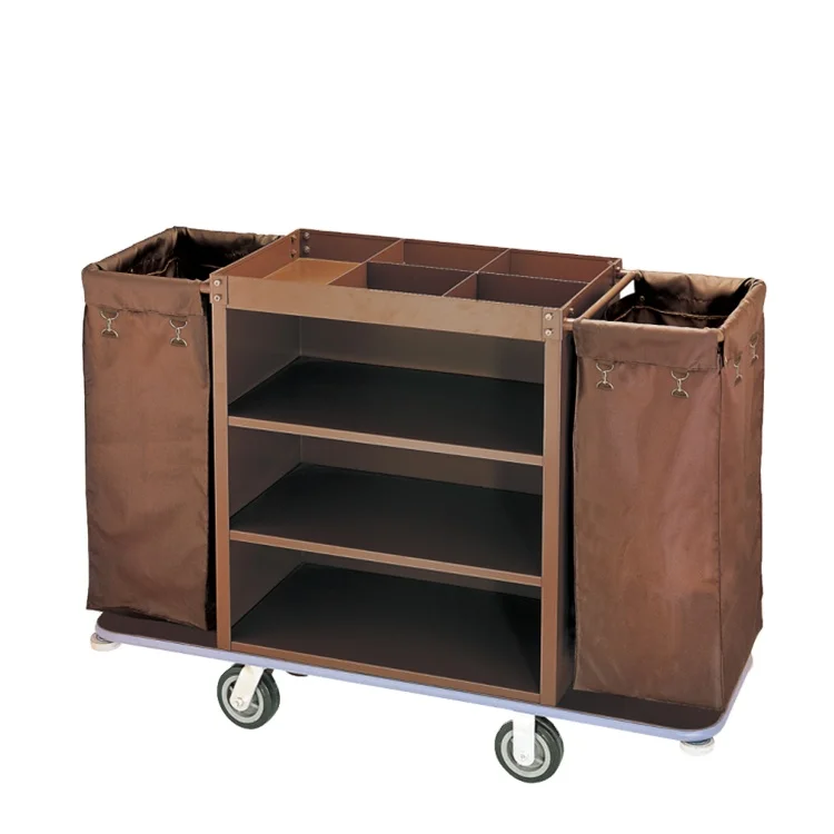 Cheaper Price High Quality Metal Construction Hotel Housekeeping Cleaning Trolley Cart