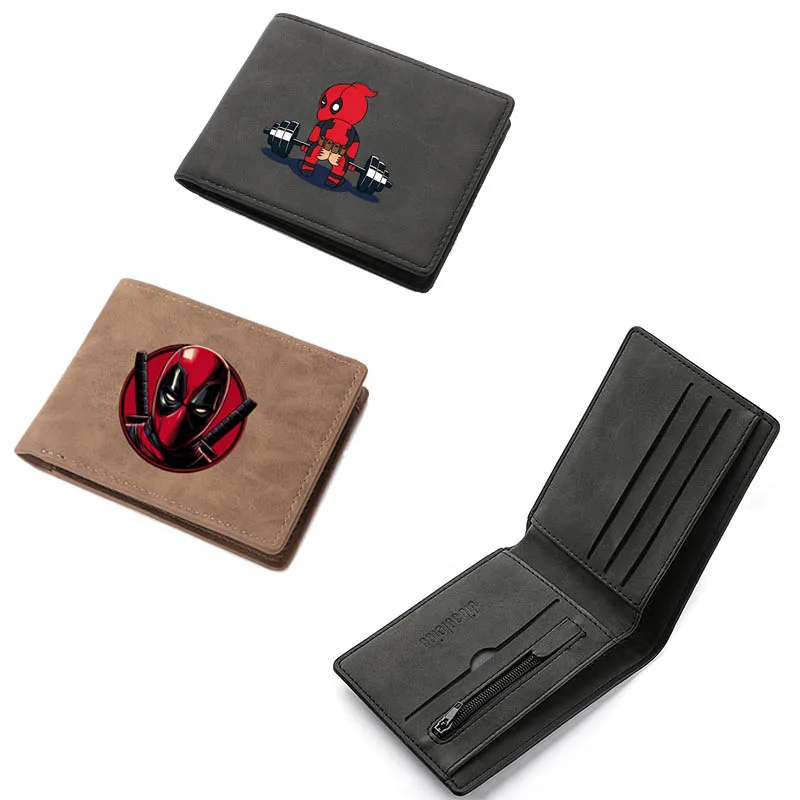 

New Deadpool Superhero Men's Leather Wallet New ID Card Holder Zipper Wallet Travel and Foldable Storage Credit Card Coin Purse