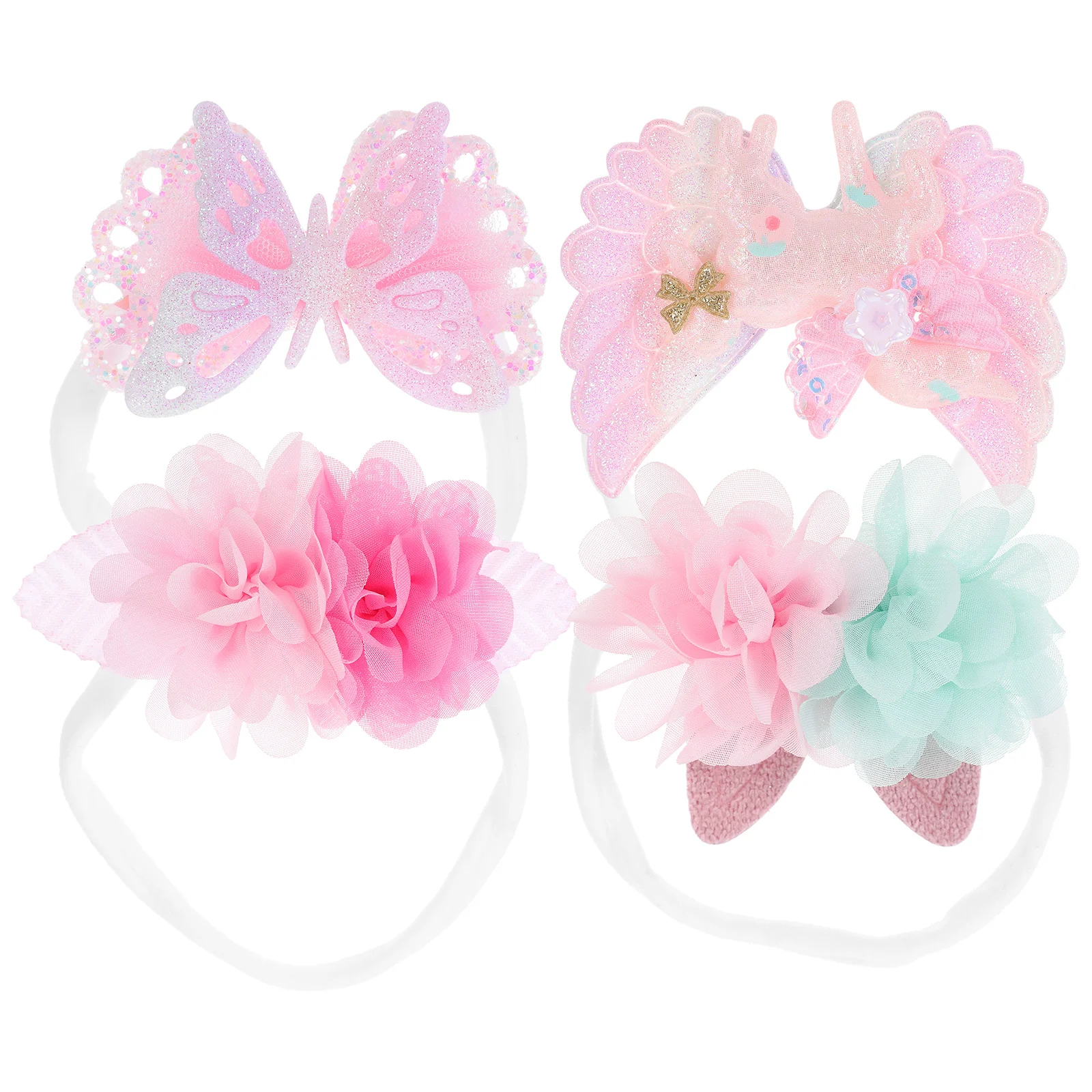 1 セットイースターヘッドバンドセットバニー耳ユニコーンウィング蝶愛らしい装飾ヘアアクセサリー女の子女性のお祝い用