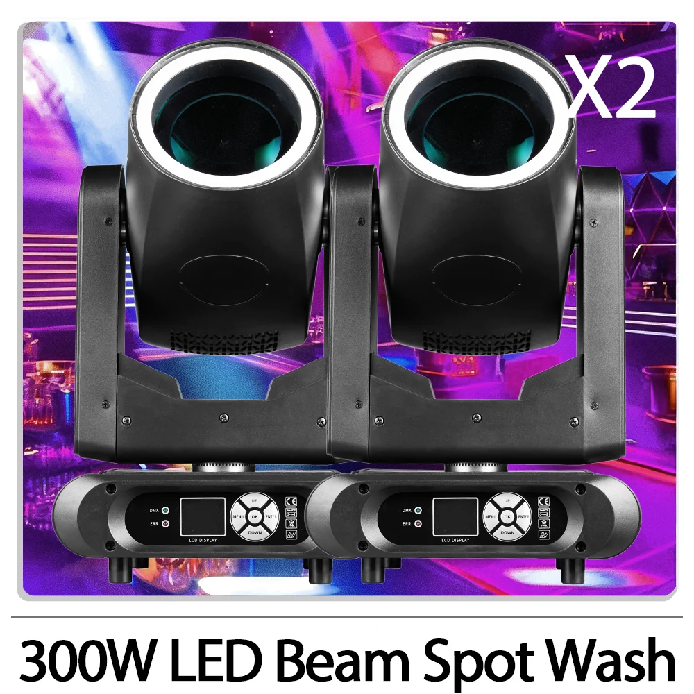 300 واط LED شعاع تتحرك رئيس ضوء مع حلقة التركيز غسل قوس قزح تأثير DMX512 التحكم ل DJ ديسكو حزب بار ملهى ليلي الزفاف