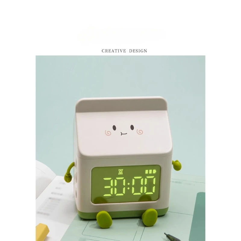 

JOJO'S L. PD.Fita. Cartoon Fun Milk Box Alarm Clock Countdown Intelligent Electronic Table Clock | Fita