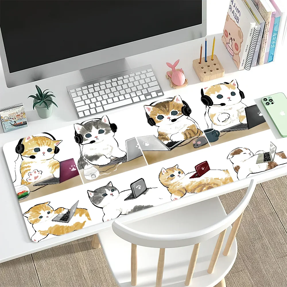 Mofusand لطيف للكمبيوتر الشخصي كبير ماوس مكتب الألعاب ماوس الوسادة مخيط حواف قاعدة ممتدة