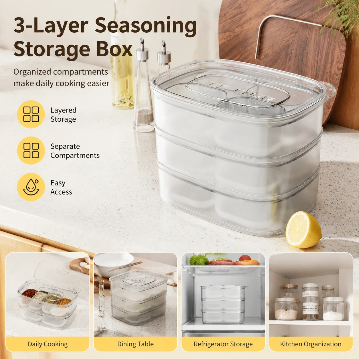 Ice Cube Tray Transparent Home Kitchen for Adults Silicone Ice Mold with Lid Easy Release Stackable Freezer Storage Box
