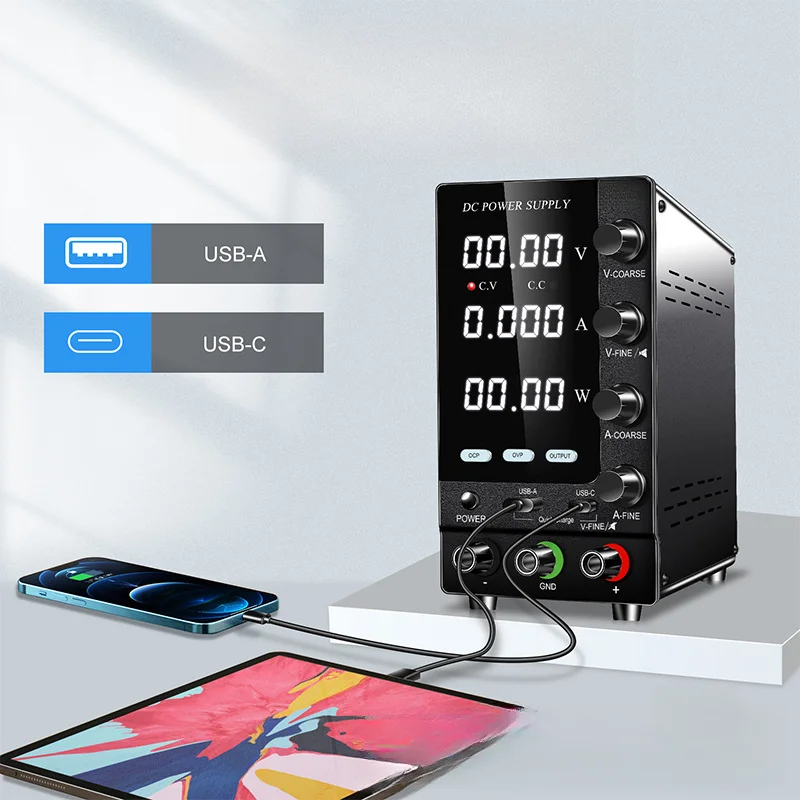 sps-c305s-adjustable-dc-power-supply-0-30v-10a，regulated-power-supply-equipped-with-usb-a-and-usb-c-ports-supports-fast-charging