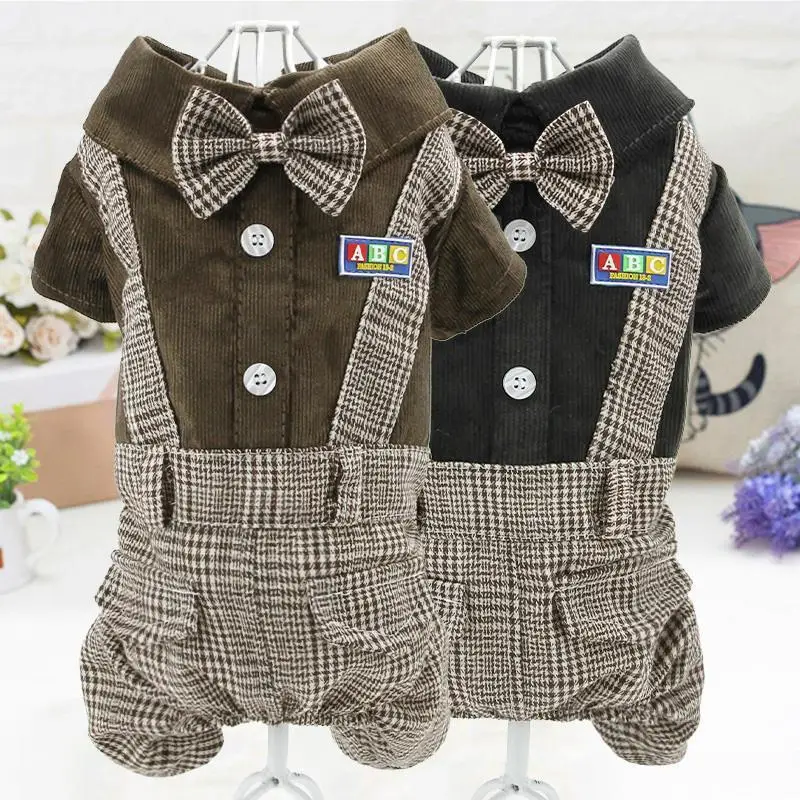 2024 Spring/Summer/Autumn Gentleman British Backband Four legged Collar Teddy Dog Clothing