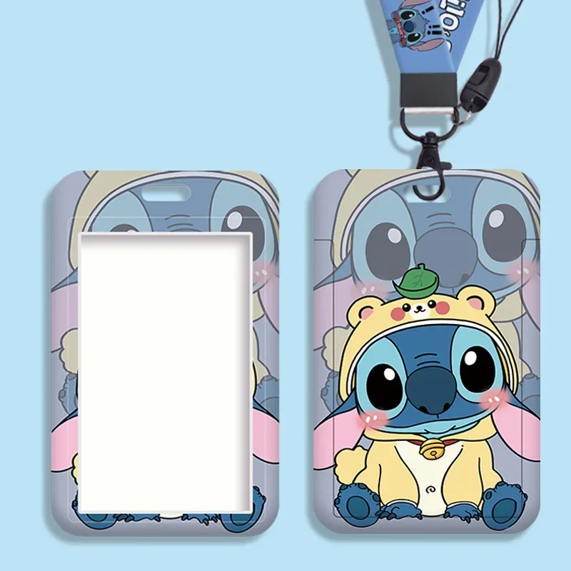 Porta carte Disney Stitch studente Cartoon Cute Stitch ABS Plastic emboss Craft borsa per carte d'identità per carte bancarie da uomo e da donna