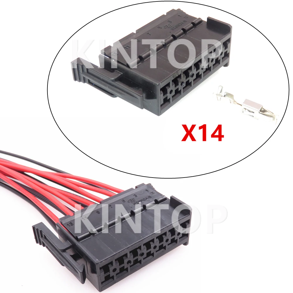 

1 Set 14 Pins Car Unsealed AC Assembly Cable Harness Socket With Terminal 929504-5 Auto Replacement Connector Assembly