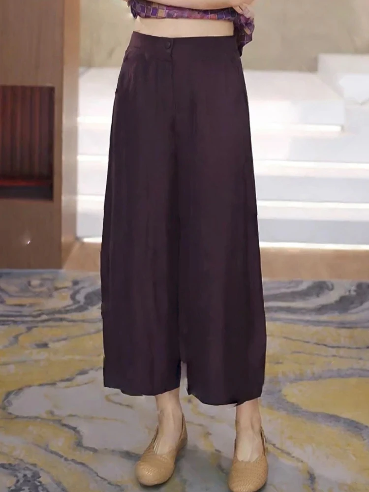 Faionable pantalons décontractés femmes été 2025 nouveau Sle petite taille à la mode ample polyvalent Simple pantalon à jambes larges trajet Sle