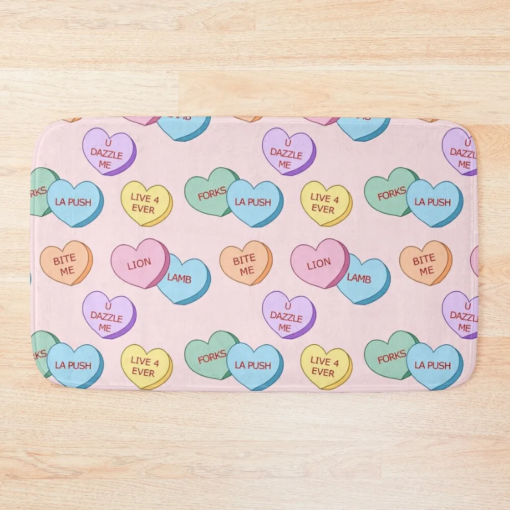 

Candy Hearts Pattern Bath Mat Showers Non-Slip And Washable Kitchen Kit Bathroom Mat
