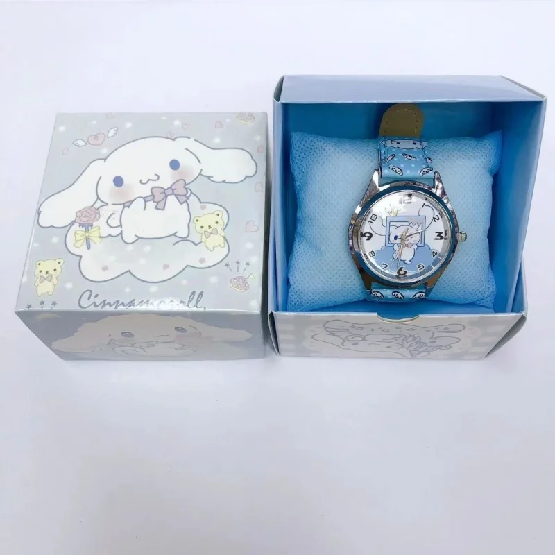 Schattige Anime Sanrio Pu Lederen Elektronisch Horloge Kulomi Grote Oren Hondenmelodie Kinderhorloge Gecombineerd Met Geschenkdoos