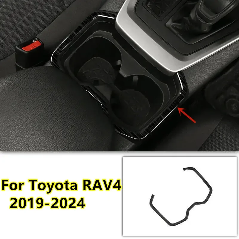 Brush Black Console Water Cup Holder Frame Cover Trim For Toyota RAV4 2019-2023