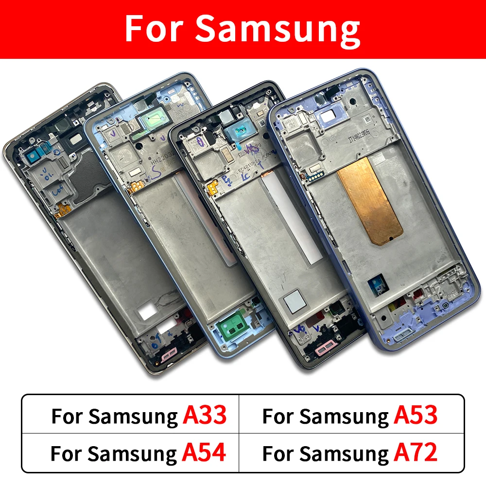 

10 Pcs Front Frame For Samsung A33 A53 A72 A54 5G Front Housing Board LCD Bezel Repair Spare Parts