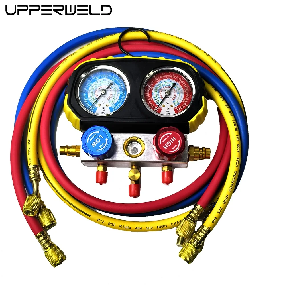 UP-1053 Automotive air Conditioning Refrigerant Charging Dual Gauge Kit with Two Quick Couplers