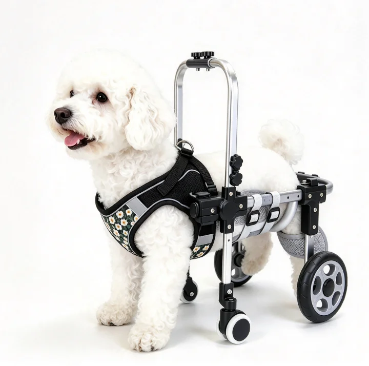 Pet Wheelchair Dog Hind Leg Rehabilitation Mobility Aid 4 Wheels Adjustable Support Cart Paralyzed Puppy Walking Assistant Frame