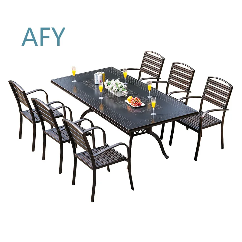 Outdoor Tables and Chairs for Garden Aluminum Alloy Dining Set Cast Aluminum Villa Casual Outdoor Table for Patio Deck