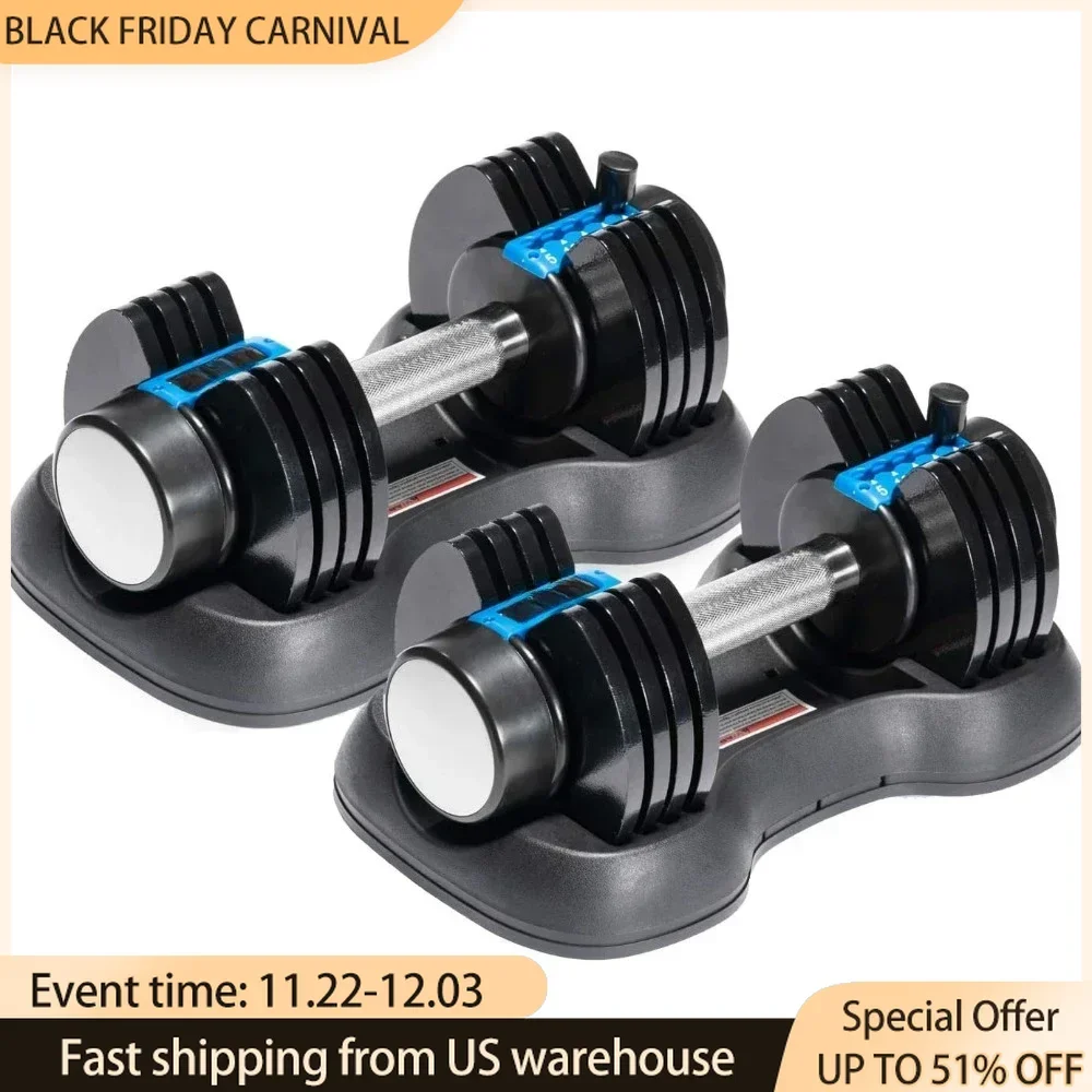 Adjustable Dumbbells - 15Lb 25Lb 43Lb 55Lb 90Lb 6in1 Dumbbells Adjustable Weight Steel, Compact Quick Adjustable Dumbbells Set