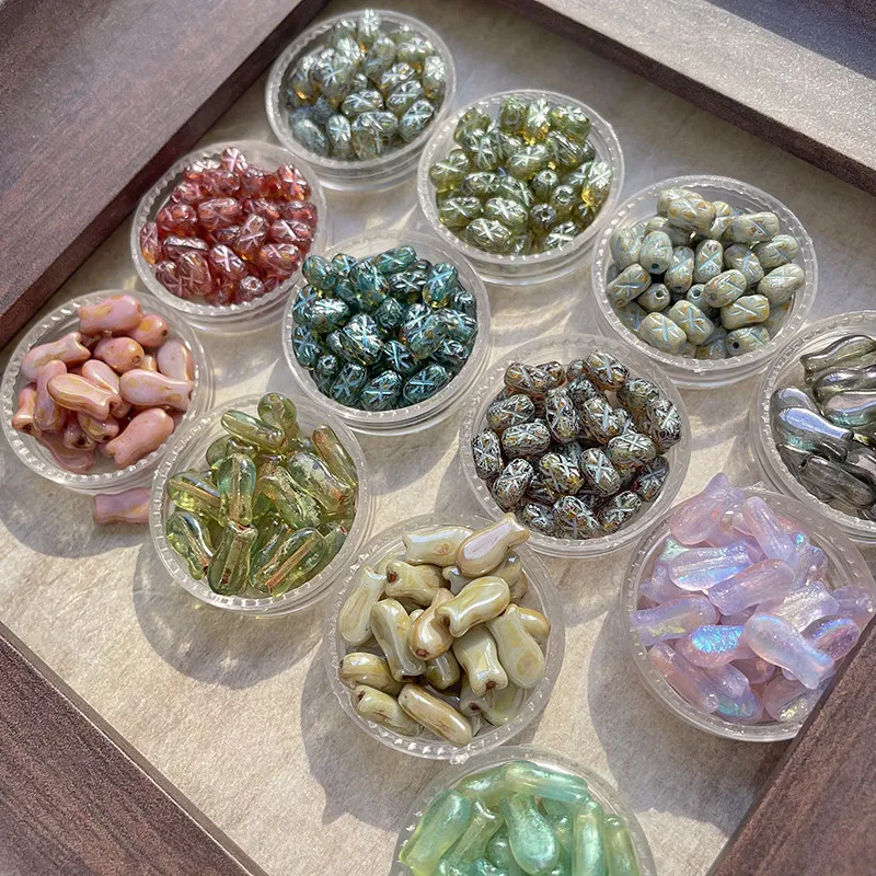 Picture 6: 10pcs Retro Glazed Dried Fish Colorful Cross-shaped Color Patterns Diy Handmade Beaded Spacer Accessories