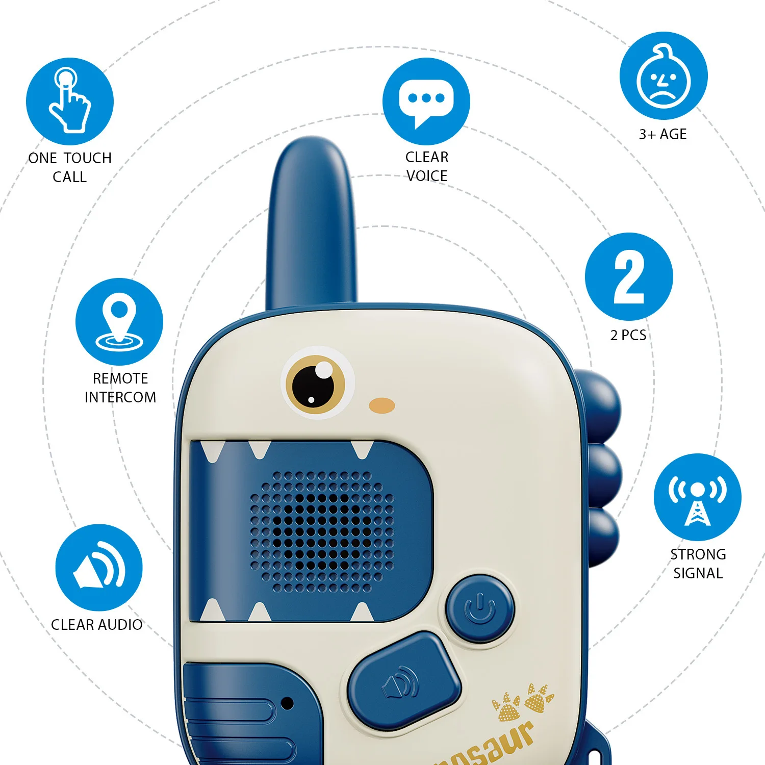 2 แพ็คเด็กไดโนเสาร์ Walkie Talkies ของเล่นสําหรับชายหญิง,:2 WAY วิทยุชุดของเล่นอายุ 3-6, วันเกิดคริสต์มาสของขวัญเกมกลางแจ้ง