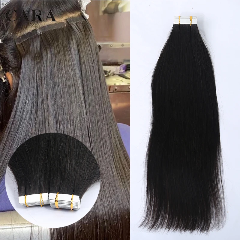 Bone Straight Tape Hair Extensions For Black Women Silky Invisible Tape Ins Human Hair Brazilian Natural Black Virgin Hair