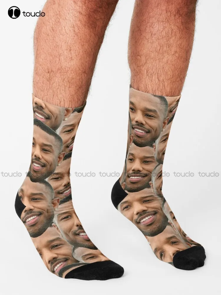 Michael-B-Jordan Heads Socks Tall Socks For Women Unisex Adult Teen Youth Socks Design Happy Cute Socks  Creative Funny Socks