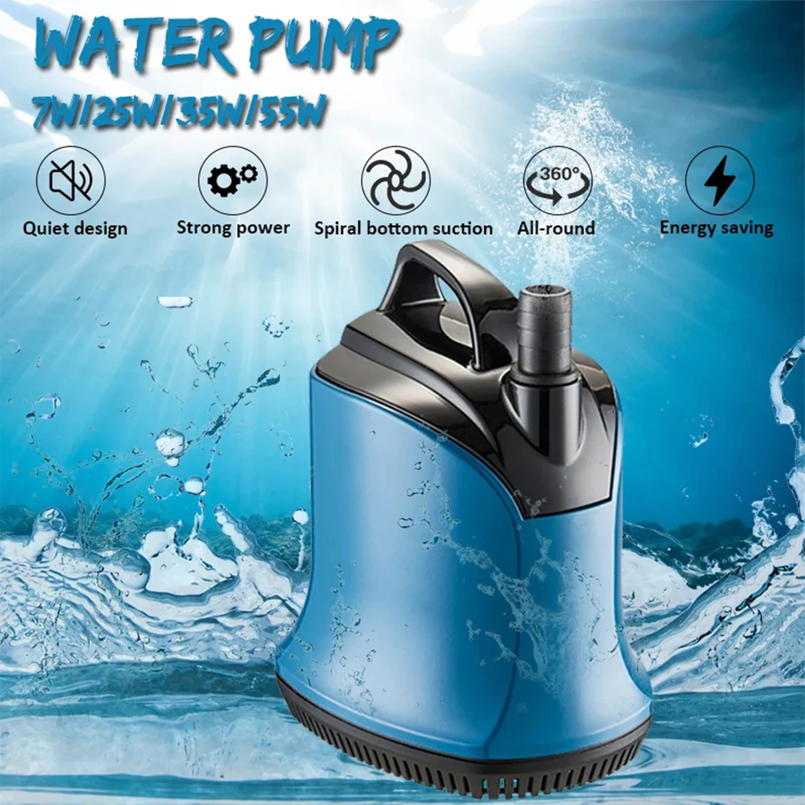 Fish Tank Bottom Intake Submersible Pump Mini Ultra Quiet Aquarium Water Changer Electric Pump 22.5W 60W 100W