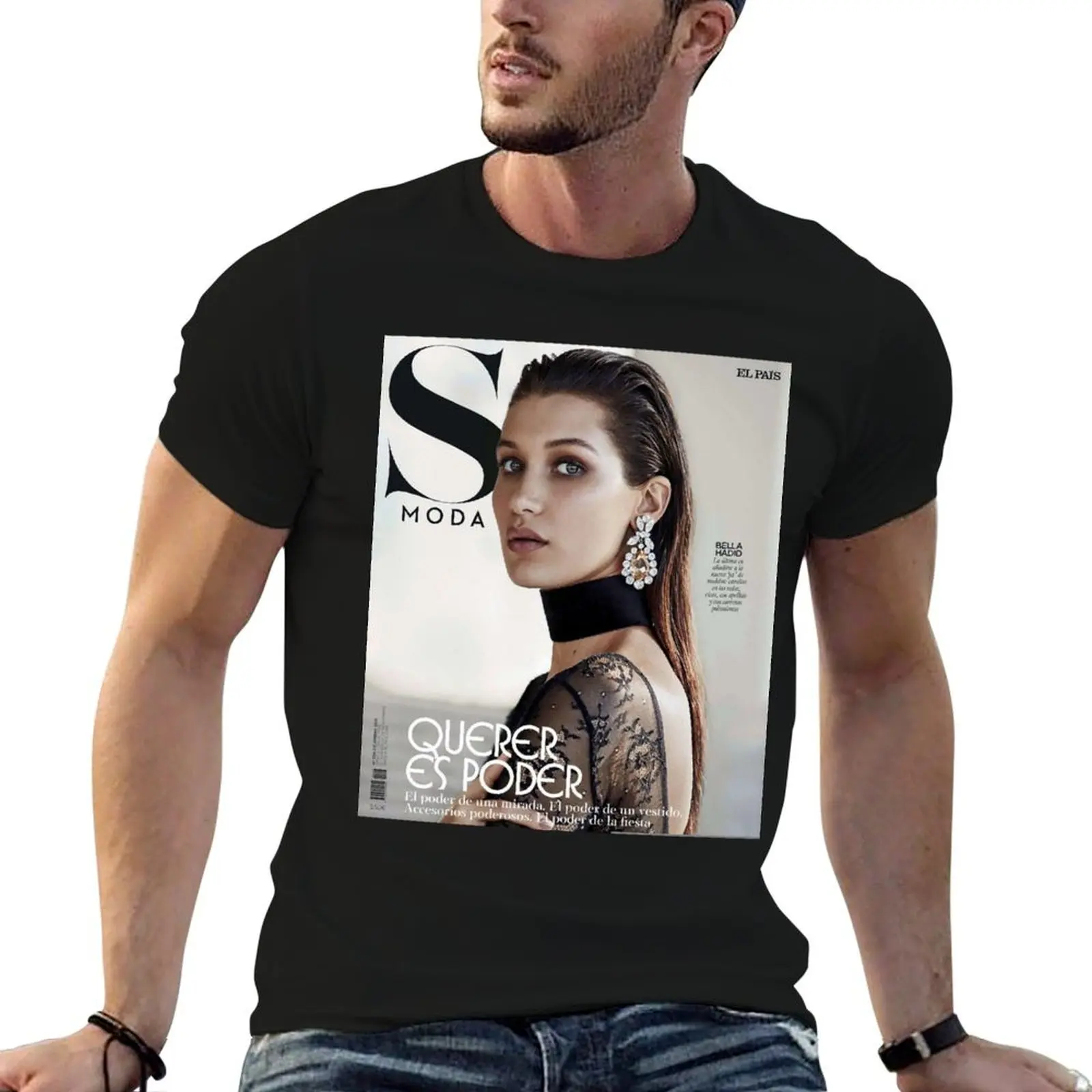 Футболка Bella Hadid S Moda Cover, хлопковая футболка, набор футболок в стиле аниме, забавные футболки оверсайз, мужская футболка