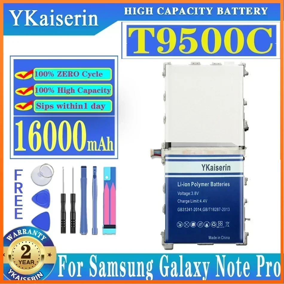 YKaiserin T9500E T9500C Tablet Battery for Samsung Galaxy Note Pro 12.2 SM-P900 P901 P905 16000mAh Batteria + Free Tools