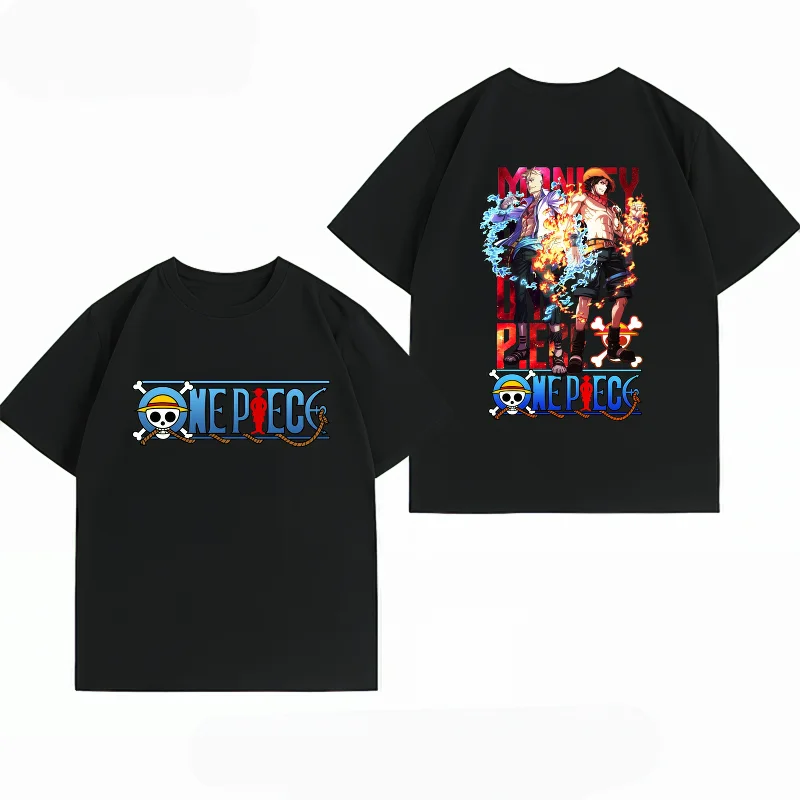 Men's Clothing New 100% Cotton Breathable Summer T-Shirt Bandai One Piece Ace Marco Print Casual Streetwear Men's Tops