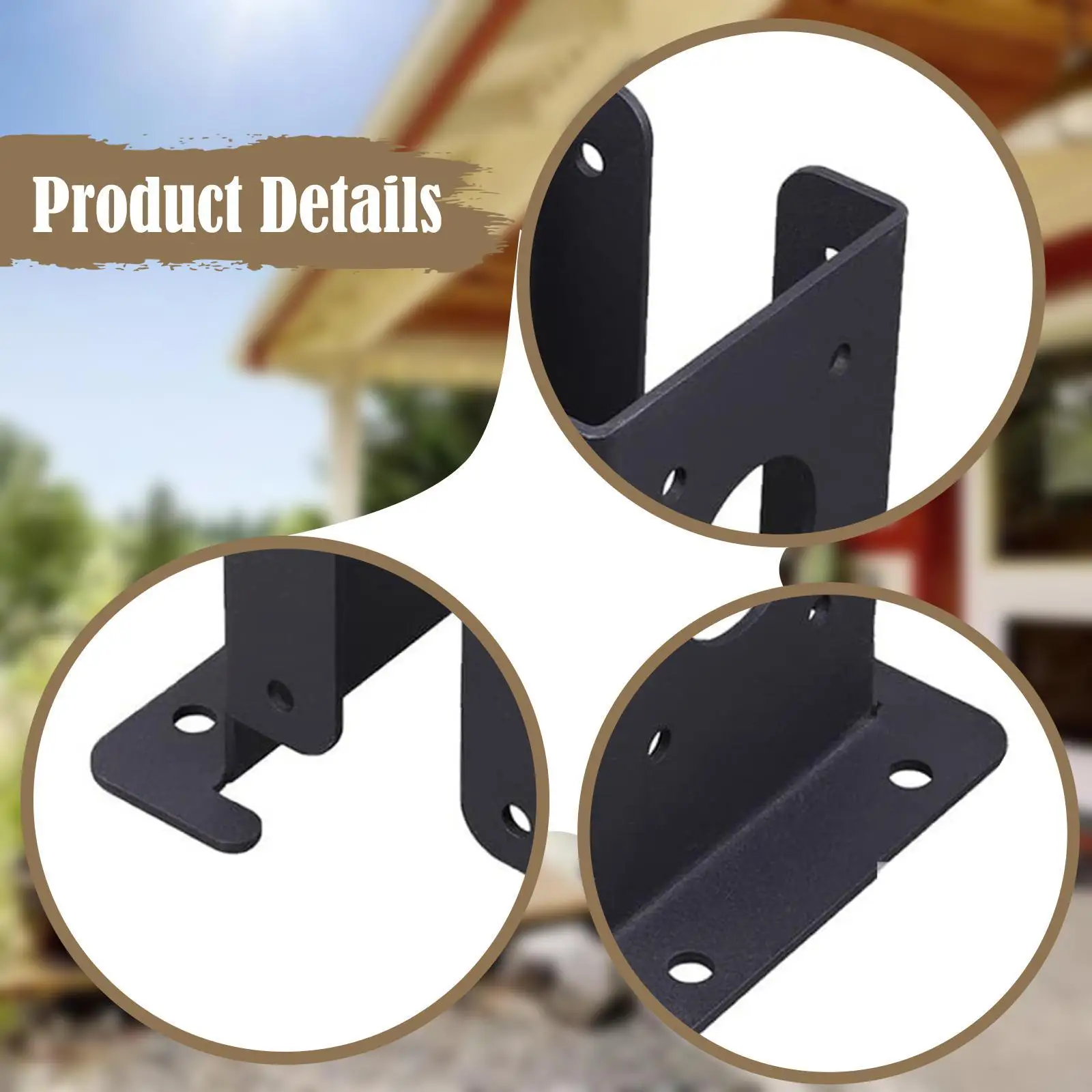 4Pcs Wood Fence Pergola Post Anchor Base Brackets Outdoor Support Log Cabin Home Powder Coated Brackets Adjustable