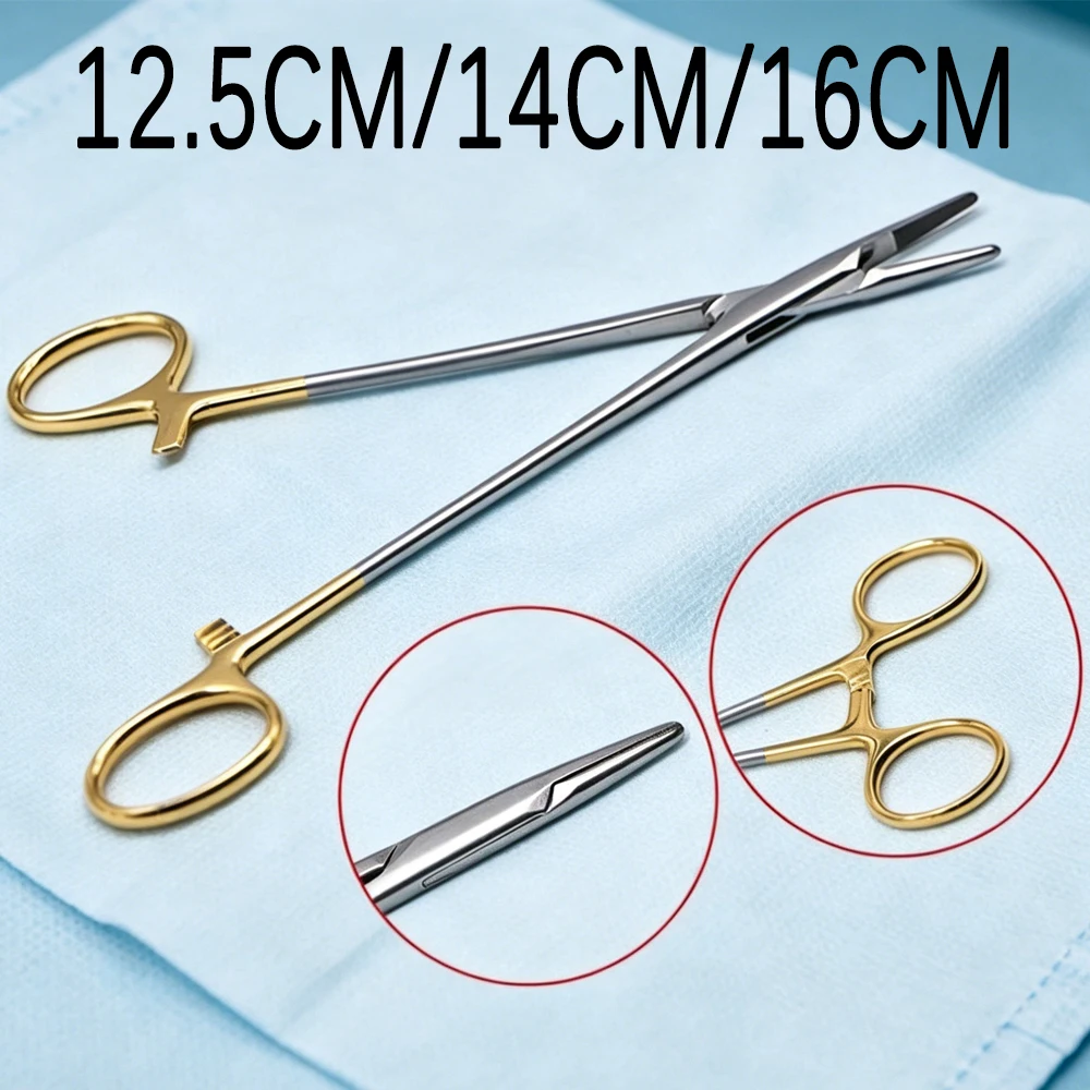 Gold Dental Surgical Instruments Set Orthodontic Forceps Needle Holder Pliers and Mosquito Tweezers