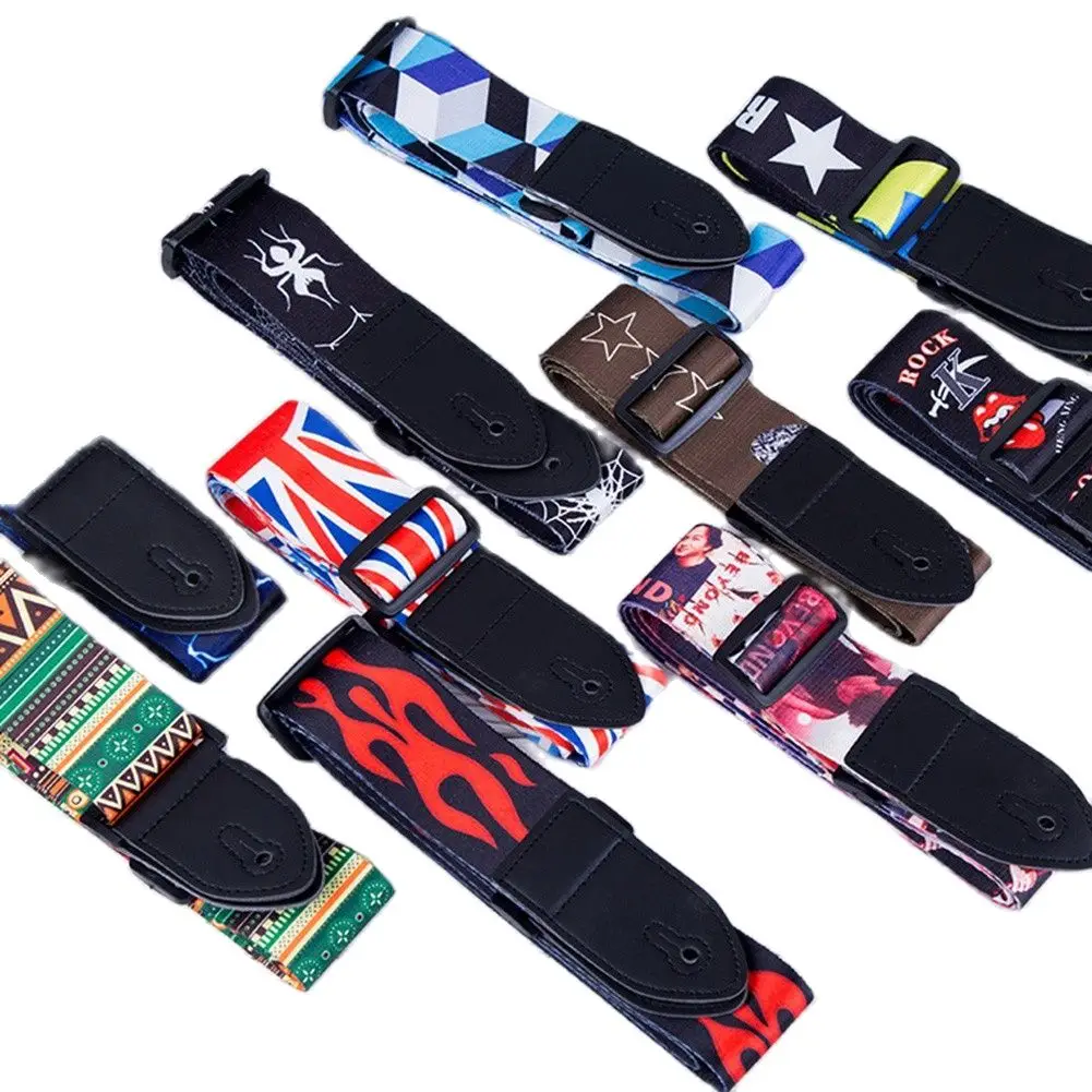 Adjustable Nylon Print Guitar Strap for Acoustic Electric Guitar Bass Unique Pattern Multi Color