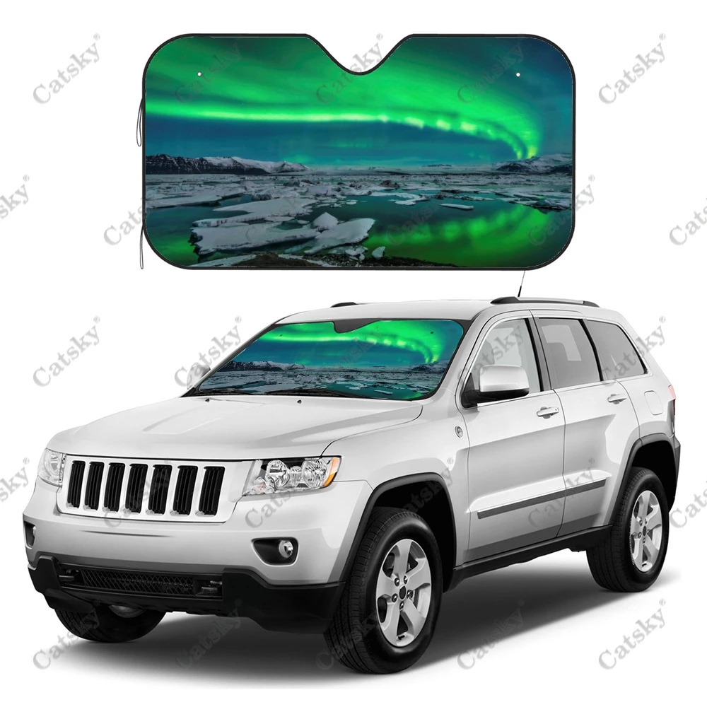 aurora Car Sunshade Interior Accessories Folding Sunscreen Anti-UV Pattern Printing Gift Sunshade