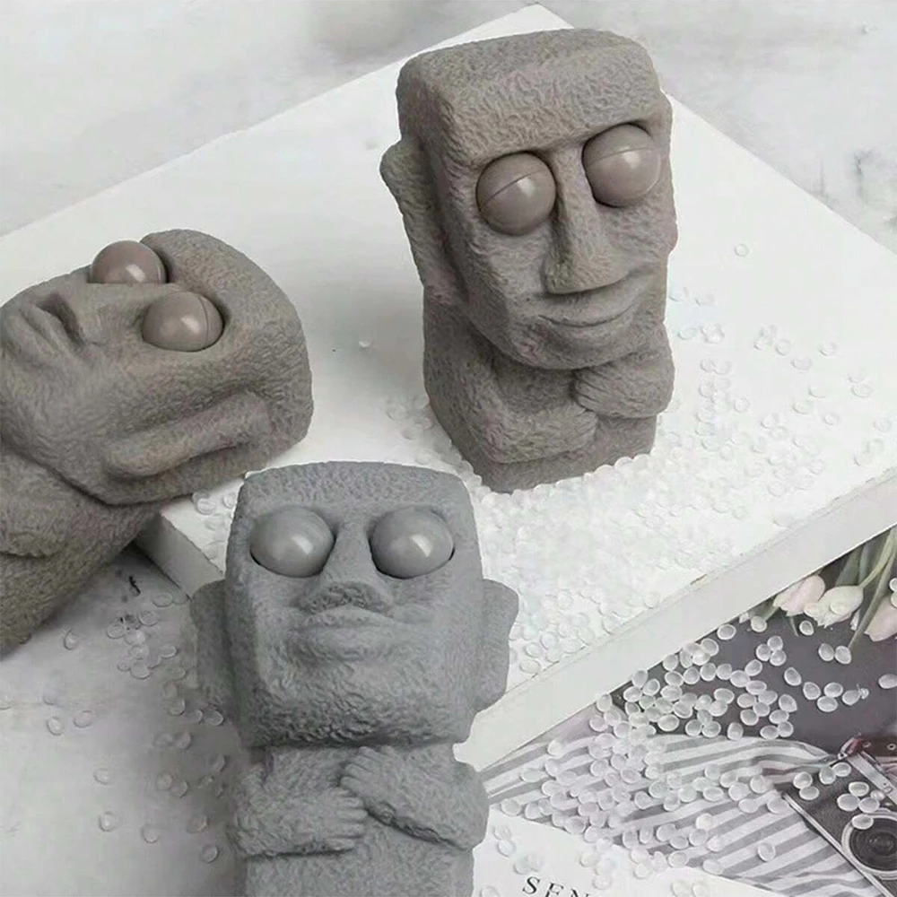 New Funny Easter Squeezing Blowout Rock Man Fidget Toy Vent Sloth Hide Seek Stress Relief Squishies Doll Stress Busting Kid Gift