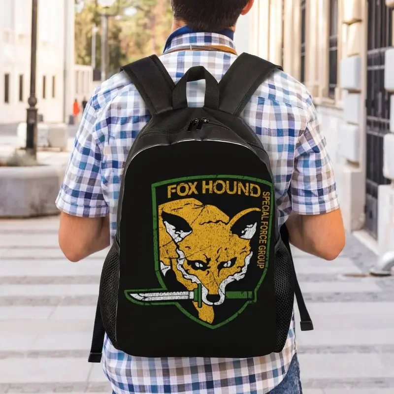 Customized Metal Gear Solid Fox Hound Backpacks for Women Men School College Student Bookbag Fits 15 Inch Laptop Video Game Bags