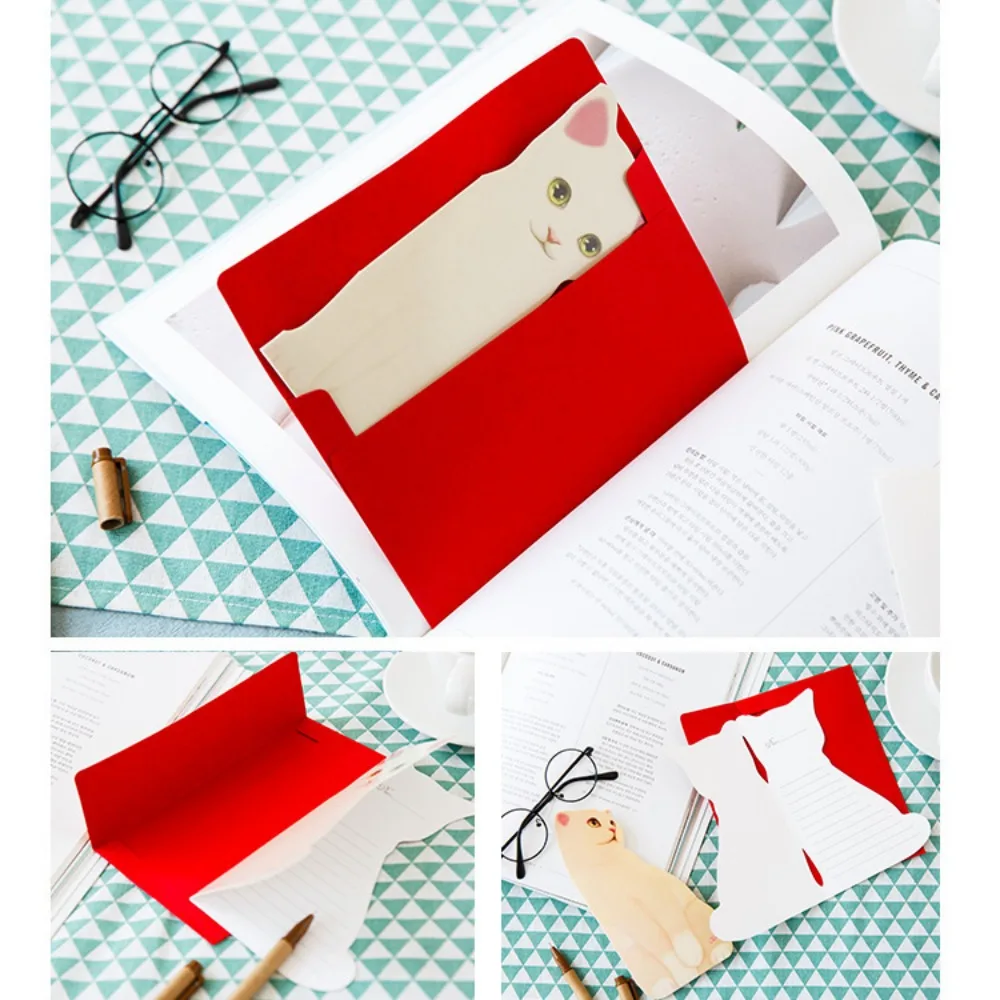 

1pc Cute 3D Cat Greeting Cards Christmas Greeting Blessing Cards with Envelopes Wedding Invitations открытка на свадьбу