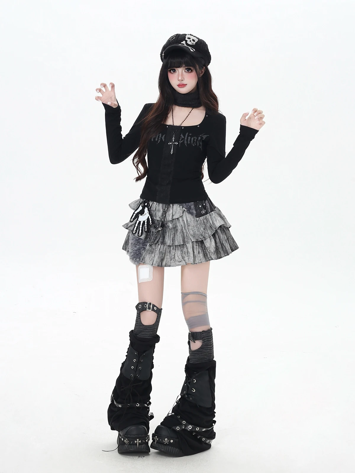 Style japonais Streetwear doux Cool Y2K Mini jupes en peluche Patchwork Punk fille taille haute plissée jupe courte pour les femmes automne