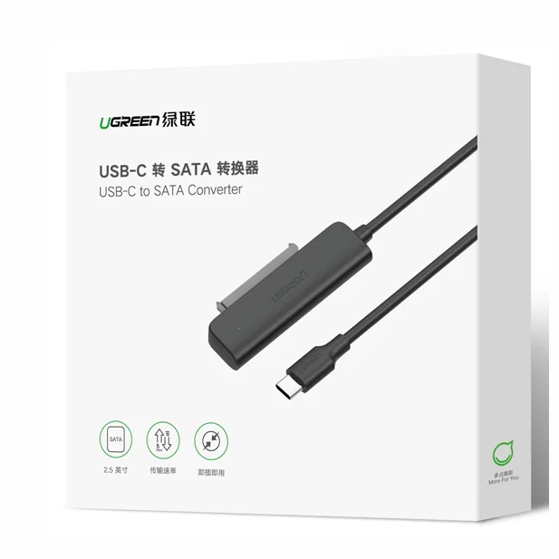 UGREEN Cable adaptador SATA a USB C para conector de disco duro SSD y HDD de 2,5 "5 Gbps compatible con SATA III UASP Thunderbolt 3