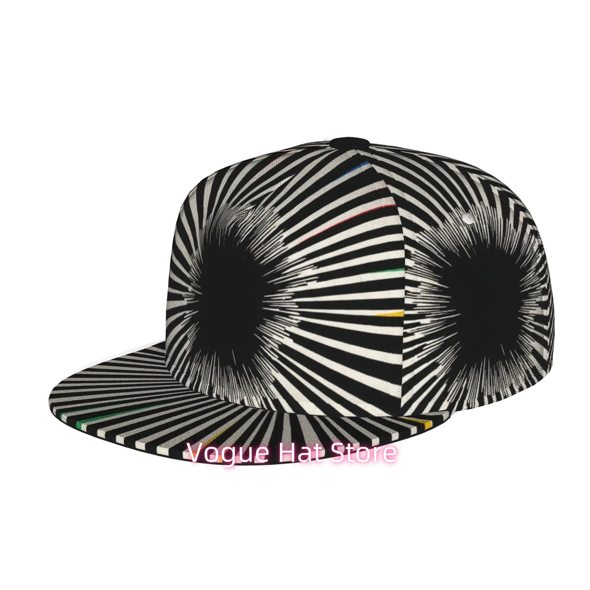 Men's & Women's Baseball Cap with Abstract Geometric Radiating Lines Design, Adjustable Snap-On Brim, Flat-Top Suitable for Casu